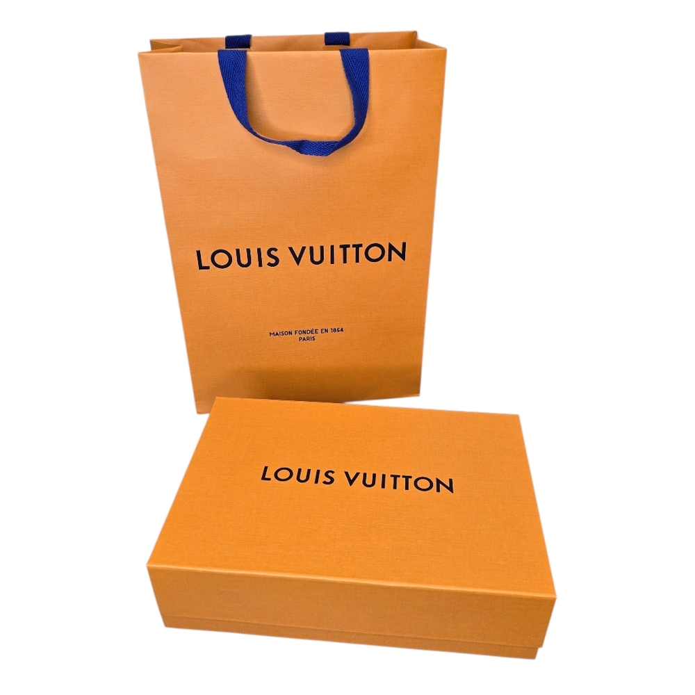 Authentic Louis Vuitton Luxury Orange Blue Empty Box 10.75"x7.25"x3.125" & Bag